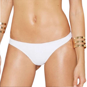NEW Nasty Gal Alina Women's Ribbed Bikini Bottom Size Small White Low Hipster